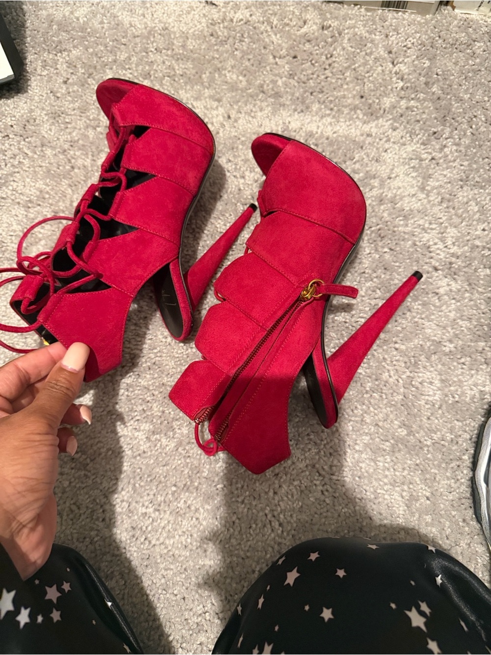 Giuseppe Zanotti Pink Suede Lace-Up ALIEN Sandals - Picture 7 of 9